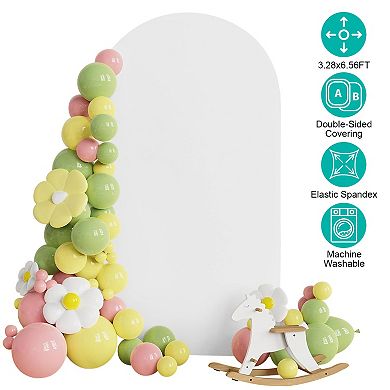 3.28x6.56FT White Spandex Wedding Arch Cover Elastic Double-Sided Backdrop