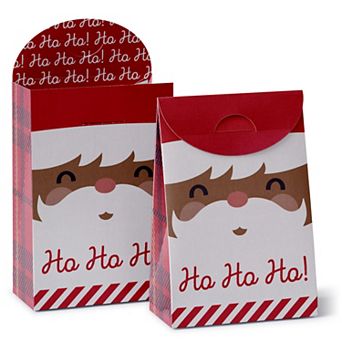 Big Dot of Happiness Jolly Santa Claus Christmas Gift Favor Bags - Party Goodie Boxes - Set of 12