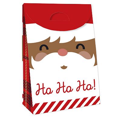 Big Dot of Happiness Jolly Santa Claus Christmas Gift Favor Bags - Party Goodie Boxes - Set of 12