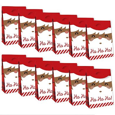 Big Dot of Happiness Jolly Santa Claus Christmas Gift Favor Bags - Party Goodie Boxes - Set of 12