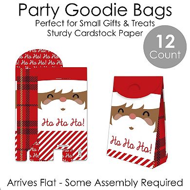 Big Dot of Happiness Jolly Santa Claus Christmas Gift Favor Bags - Party Goodie Boxes - Set of 12