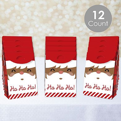 Big Dot of Happiness Jolly Santa Claus Christmas Gift Favor Bags - Party Goodie Boxes - Set of 12