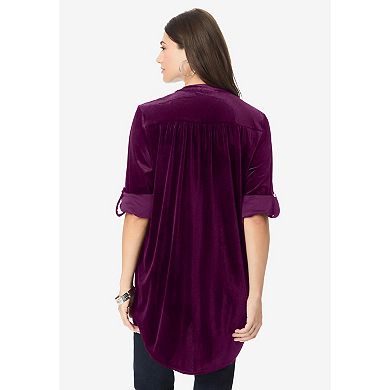 Roaman's Women's Plus Size Pintuck Velour Tunic