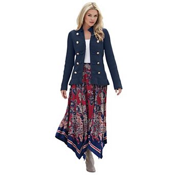 Roaman's Women's Plus Size Plus Size Military-Inspired Ribbed Cardigan Sweater