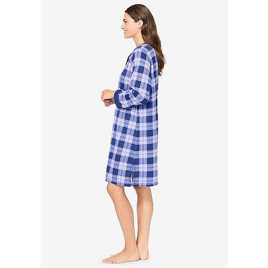 Dreams & Co. Plus Size Thermal Henley Sleepshirt
