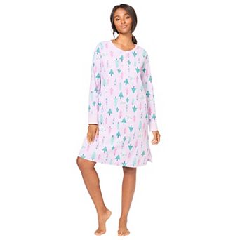 Dreams & Co. Plus Size Thermal Henley Sleepshirt