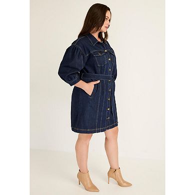 June & Vie Women's Plus Size Denim Shirtdress