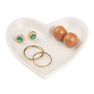 2Pcs Ceramic Jewelry Tray, Decorative Trinket Ring Dish for Earrings 3.9x3.6x0.5inch