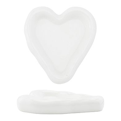 2Pcs Ceramic Jewelry Tray, Decorative Trinket Ring Dish for Earrings 6.1x5.3x1.0inch