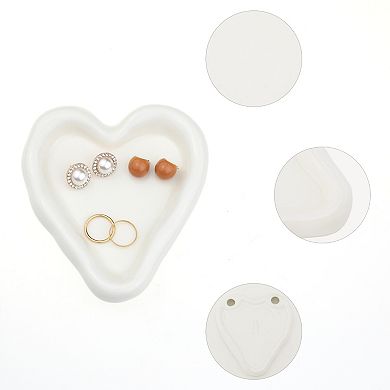 2Pcs Ceramic Jewelry Tray, Decorative Trinket Ring Dish for Earrings 6.1x5.3x1.0inch