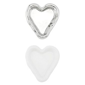 2 pc Ceramic Jewelry Tray, Decorative Trinket Ring Dish for Earrings 6.1x5.3x1.0inch