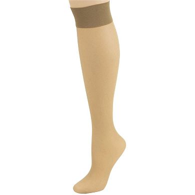 Women's Stay-Up Nylon Knee Highs Comfort Hosiery with Reinforced Toe 6 Pair Pack