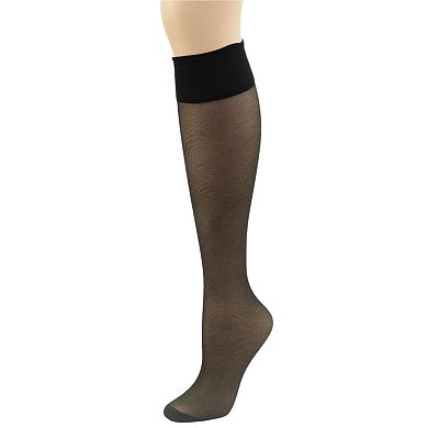 Women's Stay-Up Nylon Knee Highs Queen Plus 6 Pair Packs