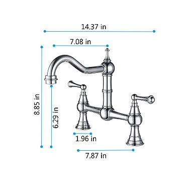 Double Handle Widespread Kitchen Faucet with Traditional Handles 