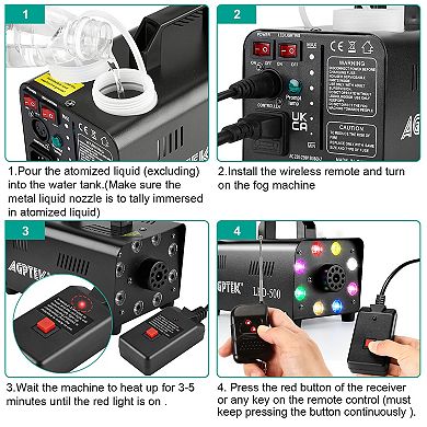 Fog Machine With Wireless Remote Control And Colorful LED Light