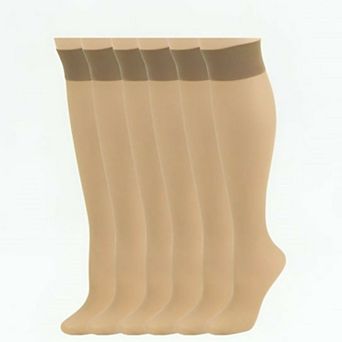 Women's Cotton Sole Knee Highs Regular & Queen Sizes 6 Pair Packs