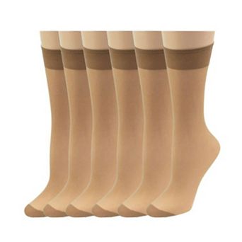 Women's Cotton Sole Knee Highs Regular & Queen Sizes 6 Pair Packs
