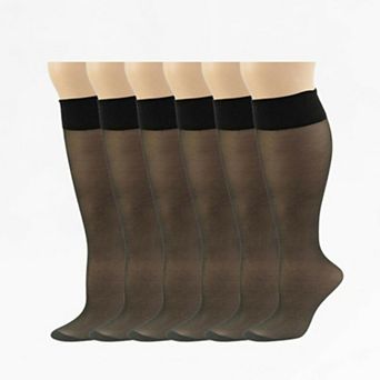 Women's Cotton Sole Knee Highs Regular & Queen Sizes 6 Pair Packs
