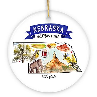 Artistic Nebraska State Themes and Landmarks Christmas Ornament