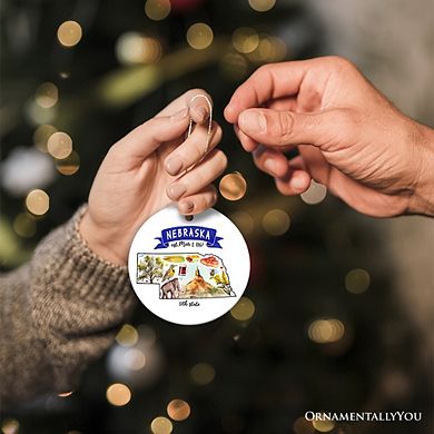 Artistic Nebraska State Themes and Landmarks Christmas Ornament
