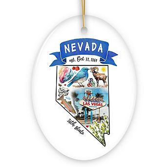 Artistic Nevada State Themes and Landmarks Christmas Ornament (Oval)