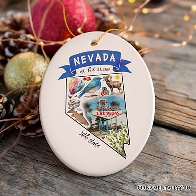 Artistic Nevada State Themes and Landmarks Christmas Ornament (Oval)