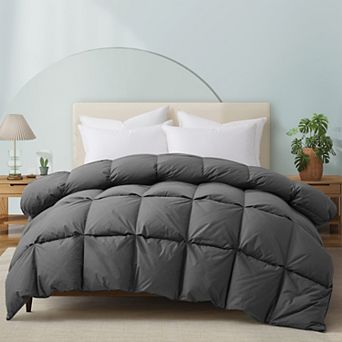 Unikome Goose Feather Down Cotton Comforter - 100% Cotton Duvet Insert Hotel Bedding Comforter