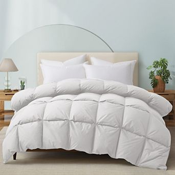 Unikome Goose Feather Down Cotton Comforter - 100% Cotton Duvet Insert Hotel Bedding Comforter