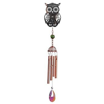 FC Design 17" Long 3D Metal Silhouette Owl Wind Chime Decoration Garden and Patio Decor
