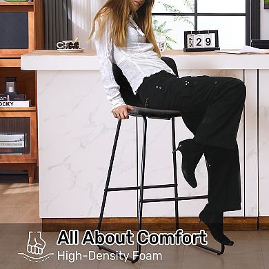 Unikome Set of 2 Sherpa Barstools - Cozy Sherpa Upholstery Sturdy Metal Frame 24" & 30" Heights