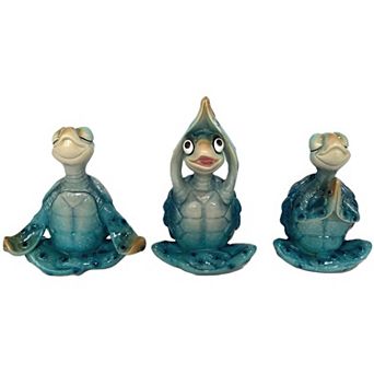 FC Design 5"H 3 pc Set Yoga Sea Turtle Figurine Decoration Home Room Decor
