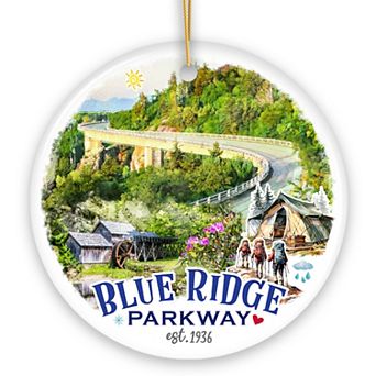 Artistic Blue Ridge Parkway Ceramic Ornament, US Travel Souvenir and Christmas Gift