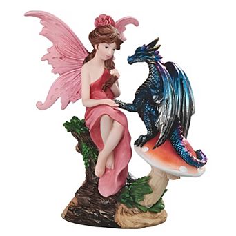 FC Design 8.25"H Fairy with Dragon on Mushroom Figurine Decoration Home Room Decor