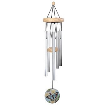 FC Design 20" Long Mini Wood Top Chime Butterfly Wind Chime Decoration Garden and Patio Decor