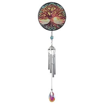 FC Design 21" Long Tree of Life Silhouette Scene Wind Chime Decoration Garden and Patio Decor