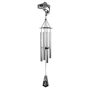 FC Design 36" Long Silver Fish Silhouette Wind Chime Decoration Garden and Patio Decor