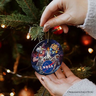 Artistic NASA Handcrafted Christmas Ornament, Astronaut in Outer Space with the Planets Version 1