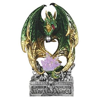 FC Design 10"H LED Green Dragon on Treasure Box Figurine Decoration Home Room Decor