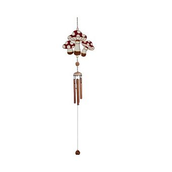 FC Design 33.5" Long Copper Geode Mushroom Wind Chime Decoration Garden and Patio Decor