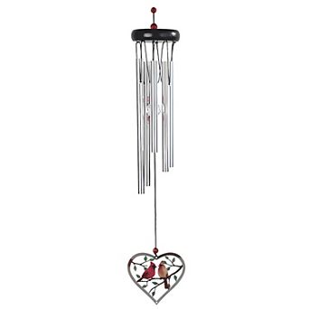 FC Design 19" Long Cardinal Couple Wood Top Geode Wind Chime Decoration Garden and Patio Decor