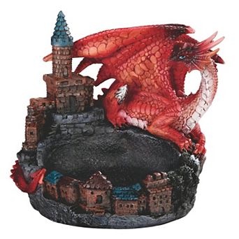 FC Design 6"W Red Dragon with Castle Dish Figurine Decoration Home Room Decor