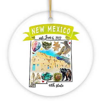 Artistic New Mexico State Themes and Landmarks Christmas Ornament