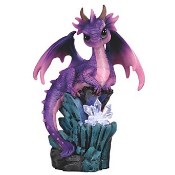 FC Design 7.25"H Purple LED Cute Dragon on Rocks Figurine Decoration Home Room Decor
