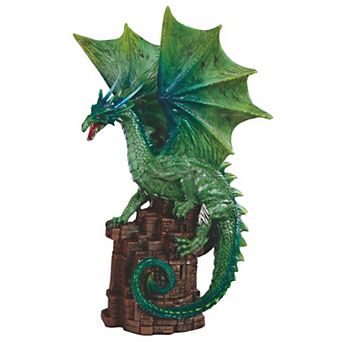 FC Design 11"H Green Dragon Challenging on Castle Figurine Decoration Home Room Decor