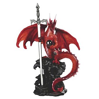 FC Design 8.75"H Red Dragon with Sword Figurine Decoration Home Room Decor