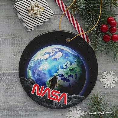Artistic NASA Handcrafted Christmas Ornament, Astronaut in Outer Space with the Planets Version 2