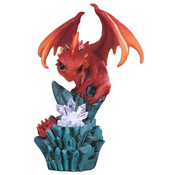 FC Design 7.5"H Red LED Cute Dragon on Rocks Figurine Decoration Home Room Decor