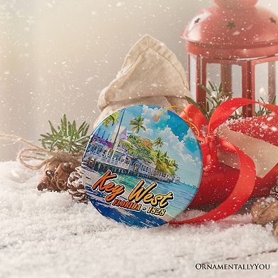 Artistic Key West Ceramic Ornament, Tropical Florida Vacation and Beach Christmas Souvenir Version 1