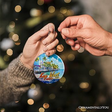 Artistic Key West Ceramic Ornament, Tropical Florida Vacation and Beach Christmas Souvenir Version 1
