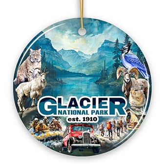 Artistic Glacier National Park Adventure Handmade Ceramic Ornament, Montana Souvenir and Gift